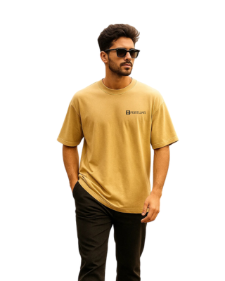 Minimalist Beige Crew Neck Oversize T-Shirt 210GSM