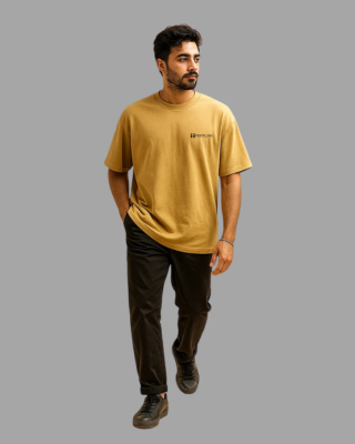 Minimalist Beige Crew Neck Oversize T-Shirt 210GSM